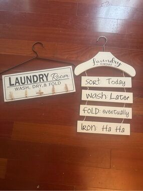 Laundry Room Decorative Wall Hangers - White and Black